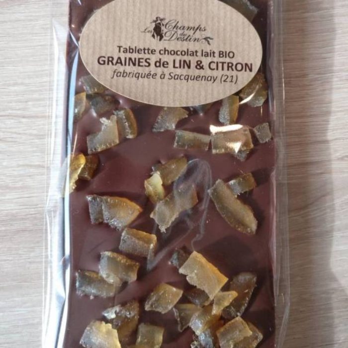 Tablette de chocolat Lait bio Lin et Citron – Image 2